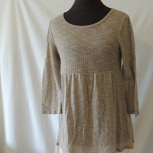 Umgee Sz Small Sweater Dress Beige Off White Lace Hem Back Zipper Cotton Blend